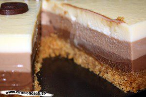 Tarta de tres chocolates, por dentro
