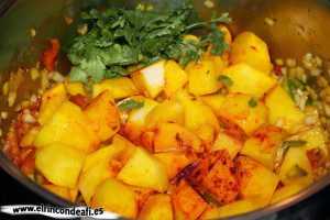 Caldo de papas, ingredientes troceados