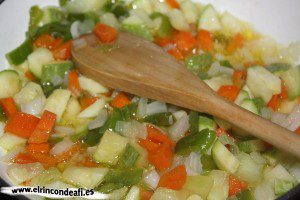 Tortilla de verduras, verdura pochada
