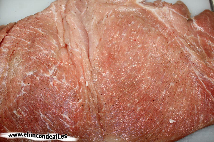 Carne de cerdo rellena, preparar la carne para rellenar