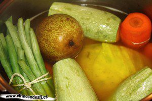 Puchero canario, cocer las verduras