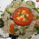 Arroz con verduras, emplatado