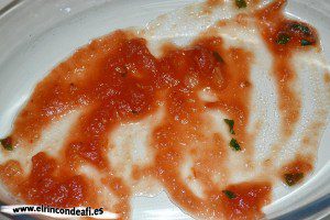 Parmigiana de berenjenas, base de salsa de tomate