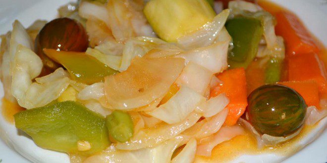 Verduras con salsa agridulce salteadas al wok
