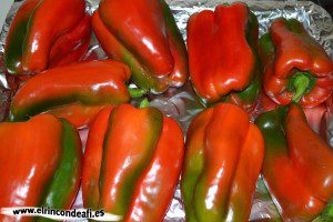Ensalada de pimientos, hornear los pimientos