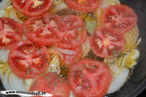 Filetes de gallo con sofrito,hacer el sofrito