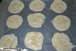 Tejas, ponemos la masa en papel de horno