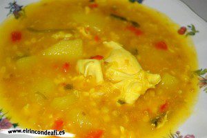 Caldo de millo, listo para comer