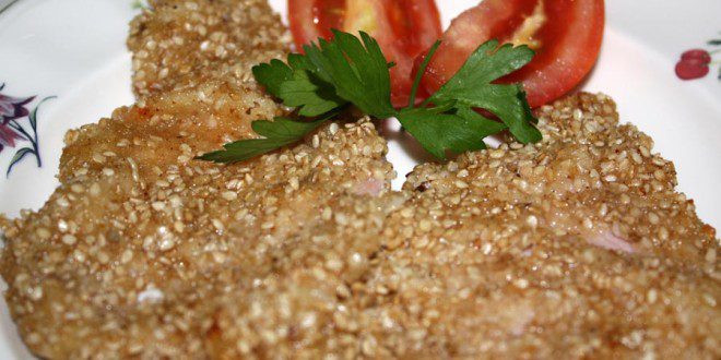 Filete de cerdo empanado con sésamo
