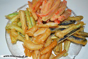 Verduras en tempura, sugerencia de presentación