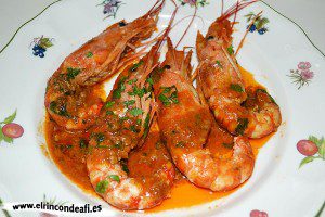 Gambones al whisky, sugerencia de presentación