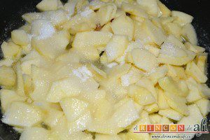 Hojaldre relleno con manzanas, remover y añadir el zumo de limón