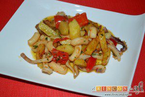 Frita de calamares, sugerencia de presentación