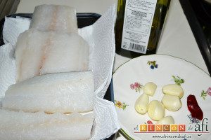 Bacalao al pil pil, preparar los ingredientes