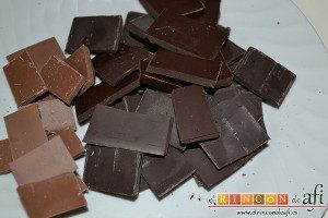 Mousse de chocolate, trocear el chocolate