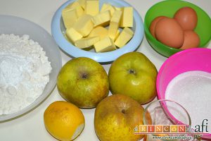 Bizcocho con manzanas, preparar los ingredientes