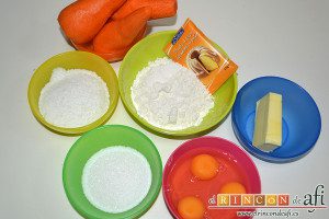 Tarta de zanahoria y coco, preparar los ingredientes