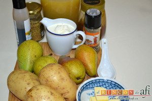 Crema de peras a la mostaza antigua, preparar los ingredientes