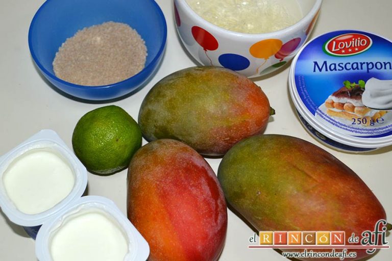 Crema de mango caramelizada, preparar los ingredientes