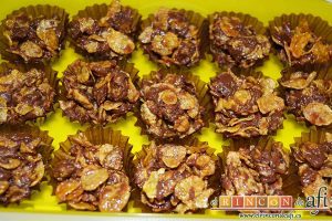 Crujientes de copos de maíz y chocolate, sugerencia de presentación