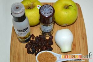 Pato crujiente con chutney de manzanas y pasas, preparar los ingredientes