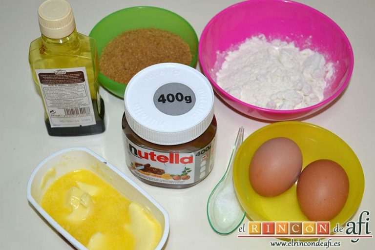 Brownie de Nutella, preparar los ingredientes