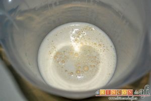Tortitas de manzana y canela, mezclar bien usando una minipimer