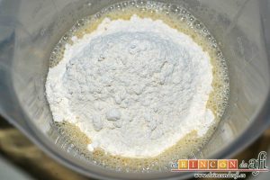 Tortitas de manzana y canela, añadir la harina, la sal y la levadura
