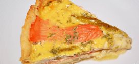 Tarta de salmón marinado y espárragos trigueros