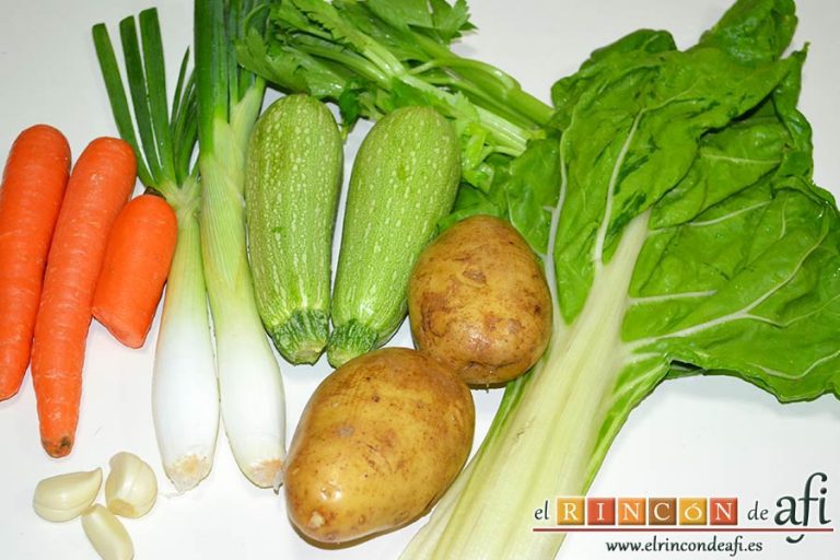 Sopa de verduras, preparar los ingredientes