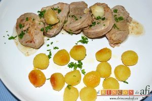 Medallones de solomillo de cerdo al whisky, sugerencia de presentación