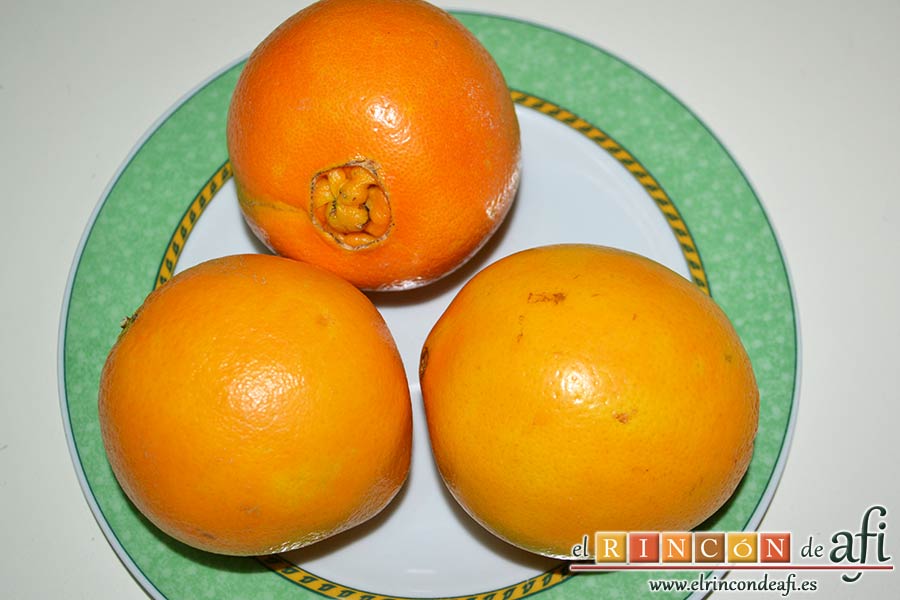 Bundt de naranja navideño, lavar bien las tres naranjas