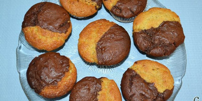 Muffins de dos colores de vainilla y chocolate