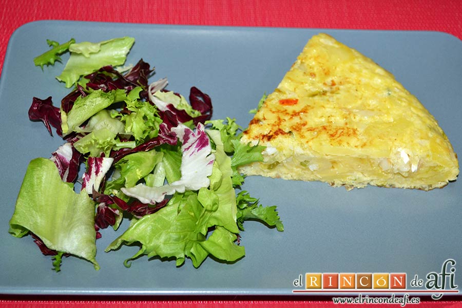 Tortilla de bacalao y puerros