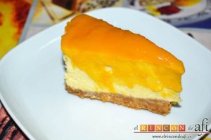 Tarta de mousse de mango con gelée, sugerencia de presentación