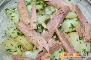 Papas aliñás de Cádiz, se puede añadir melva troceada
