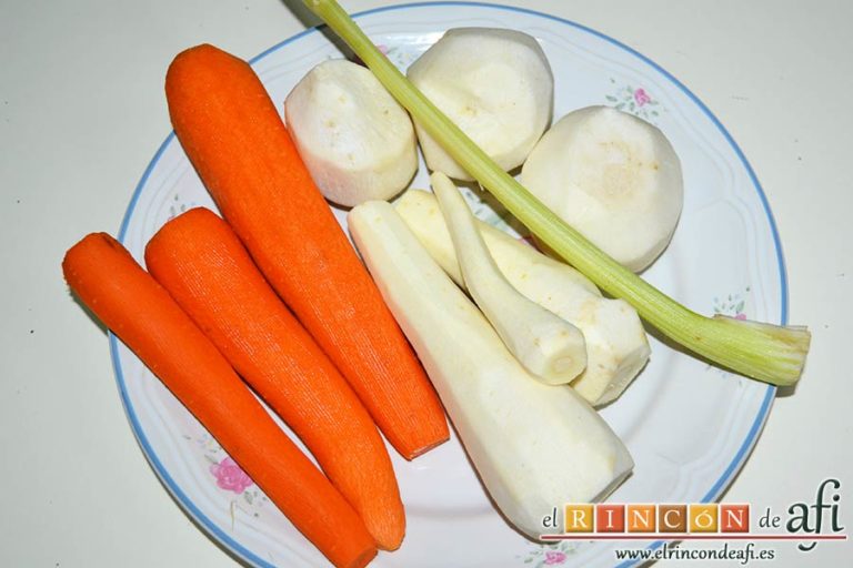 Potaje de verduras con alubias rojas y conchas, preparar las verduras