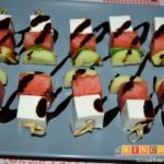 Brochetas de sandía, queso y pepino