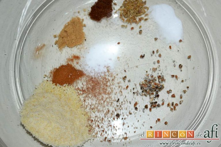 Pan especiado francés, poner en un bol la almendra en polvo, el bicarbonato y las especias