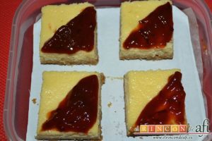 Cuadrados de tarta de queso, sugerencia de presentación