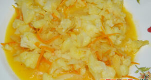 Coliflor con naranja, almendras y miel