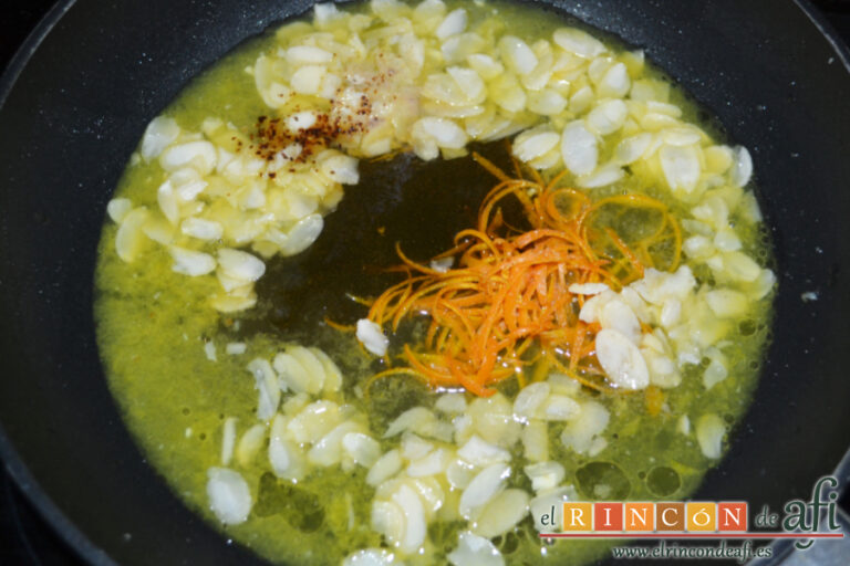 Coliflor con naranja, almendras y miel, receta paso a paso