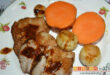 Bondiola al horno con batata y cebollitas canarias asadas