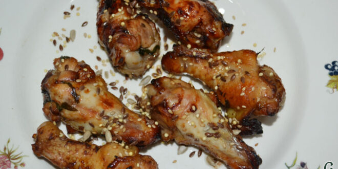 Alitas de pollo laqueadas con salsa Worcestershire