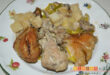 Pollo con salsa cremosa de puerro y champiñones