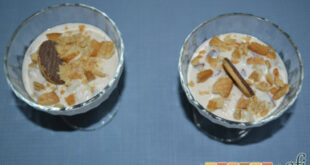 Postre de crema de yogur con frutas