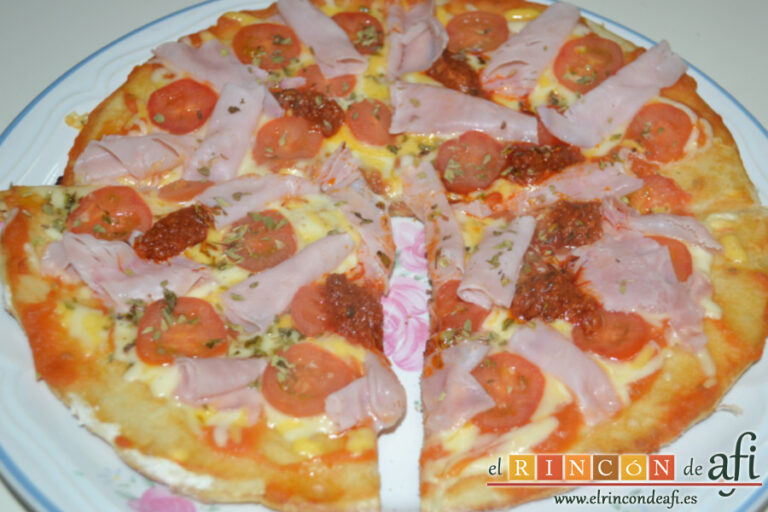 Pizza en sartén, sugerencia de presentación