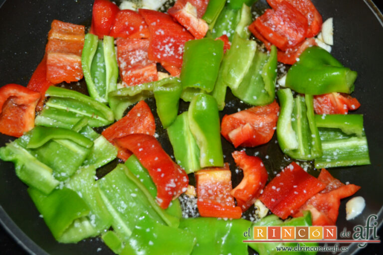 Bacalao con pimientos, receta paso a paso